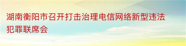湖南衡阳市召开打击治理电信网络新型违法犯罪联席会