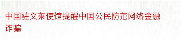 中国驻文莱使馆提醒中国公民防范网络金融诈骗